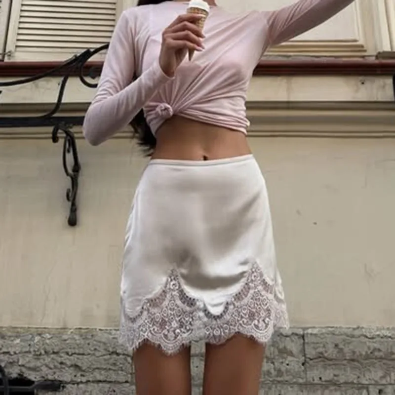 

Женская кружевная юбка BWQ: Новая модная мини-юбка с кружевными вставками, сексуальная, облегающая, элегантная, роскошная, для вечеринок, в стиле Y2K, женские наряды