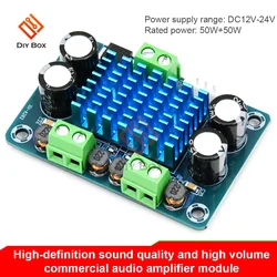 DC 12-24V High Power Digital Amplifier Board XH-A282 50W*2 Dual Channel Stereo Sound Audio Amplifier Module