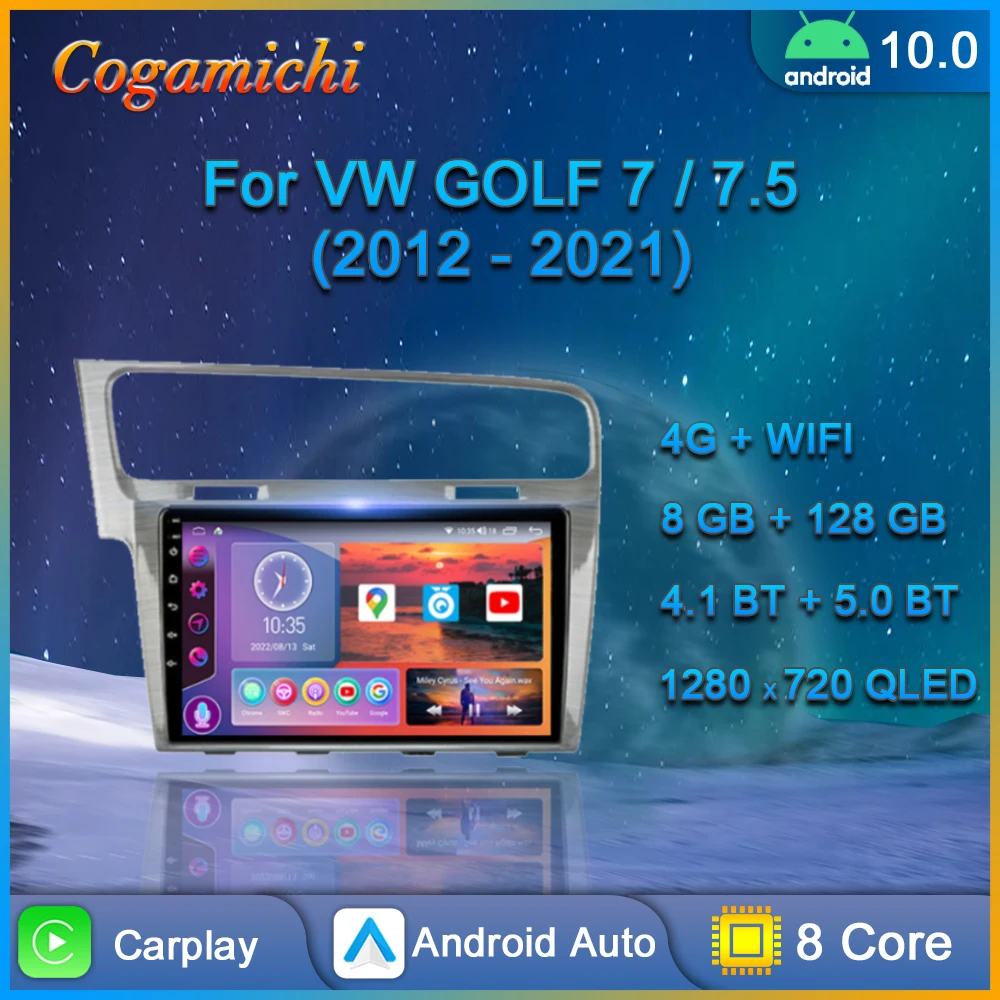 Car Multimedia Player For Volkswagen VW Golf 7 2013-2020 MK7 Car Radio Android 10 Auto Stereo GPS Carplay 4G WIFI QLED No 2din