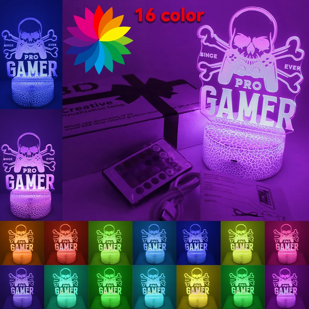 Lámpara LED para mesita de noche, decoración del hogar para juegos, 16 colores, Control remoto inteligente, decoración de habitación táctil, luz nocturna