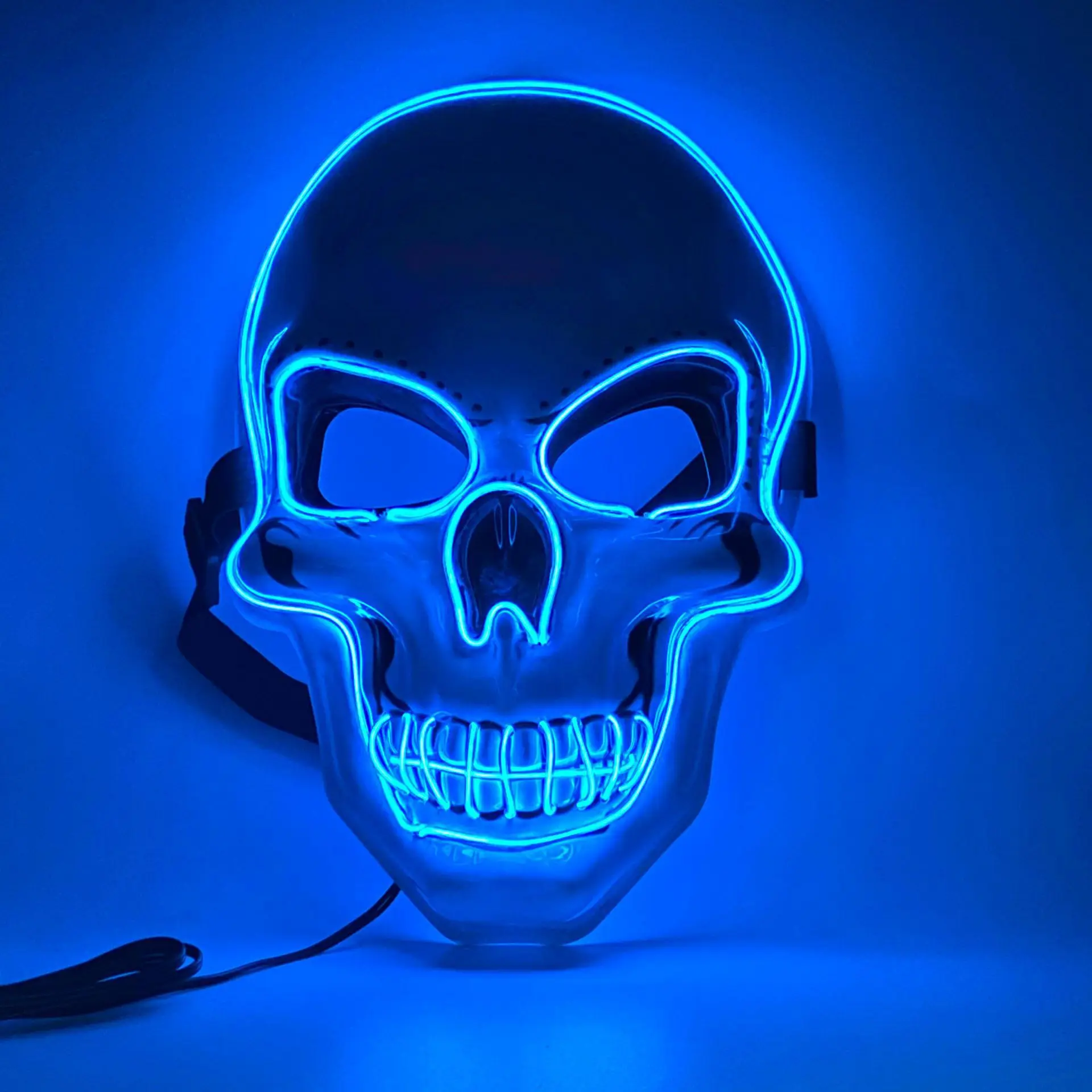 

PVC white skull mask, led mask, Halloween luminous face mask, gift luminous mask For Party