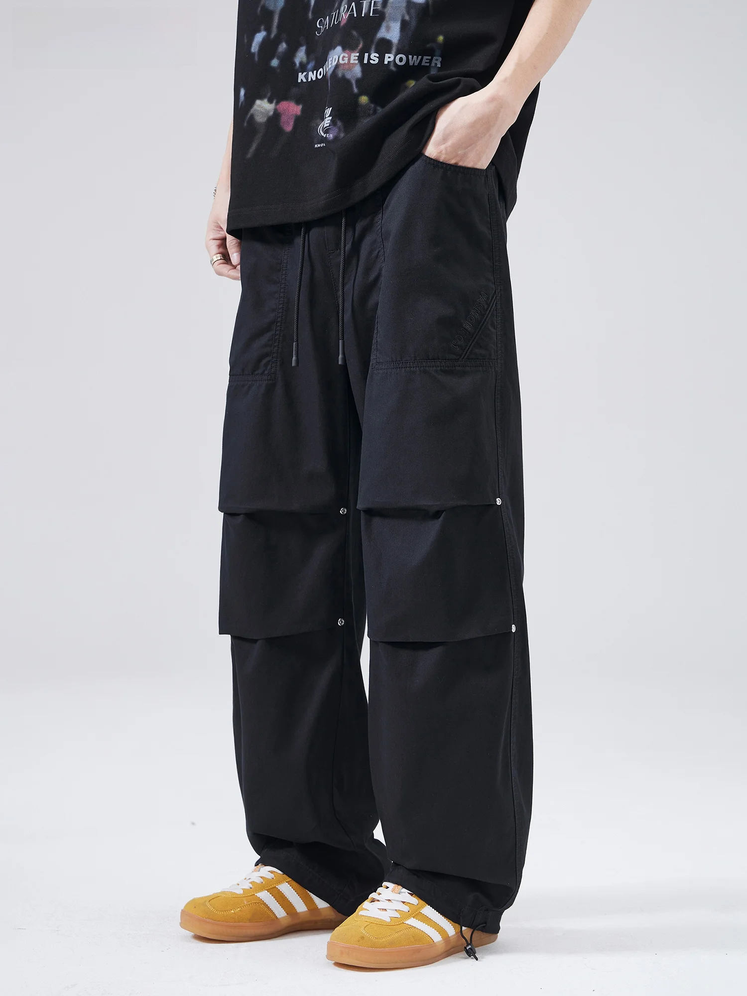 

Retro American Workwear Pants Men's Autumn Winter New Sle Pleated Loose Casual Trousers for Youth Faion Brand RB