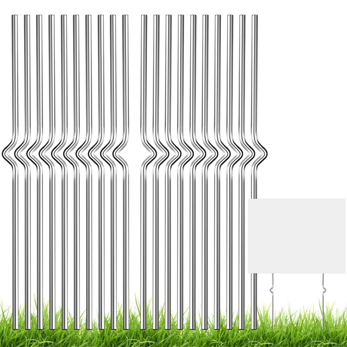 Yard Sign Stakes 20 Pack 13 Inch Metal Stakes for Yard Signs Galvanized Heavy Duty Metal Lawn Sign Stake