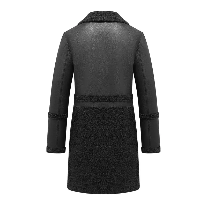 ZXRYXGS-Manteau en cuir PU pour femme, col imbibé de velours, manteau mi-long, réversible, mode adt, automne, hiver, premium, 2023