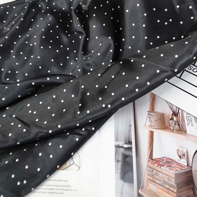Irregular polka dot polyester fabric polka dot satin simulated silk satin glossy fashion fabric clothing lining headwear