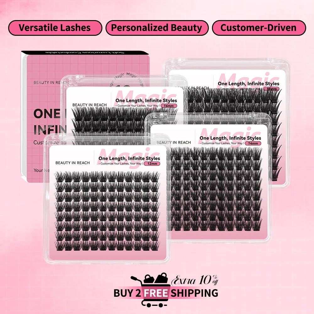 uCoolMe Lashes Magic Uniform-length Fluffy Eyelashes 96pcs 12-18mm Full-Use Wispy Single-size Lash Extension for Home Makeup Use
