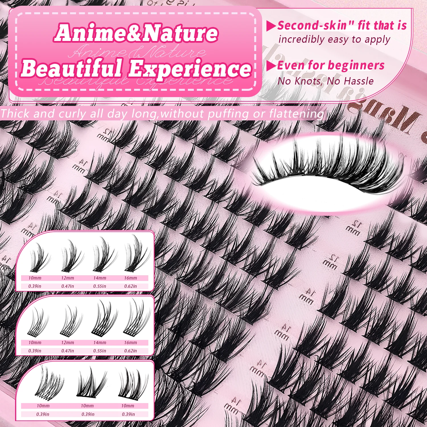 EIMNY 300 Stück Manga- und Comic-Wimpern, Einzelne Cluster-Wimpern, Anfängerfreundlich, für atemberaubende Manga- und Comic-Augen-Looks – Detail 5