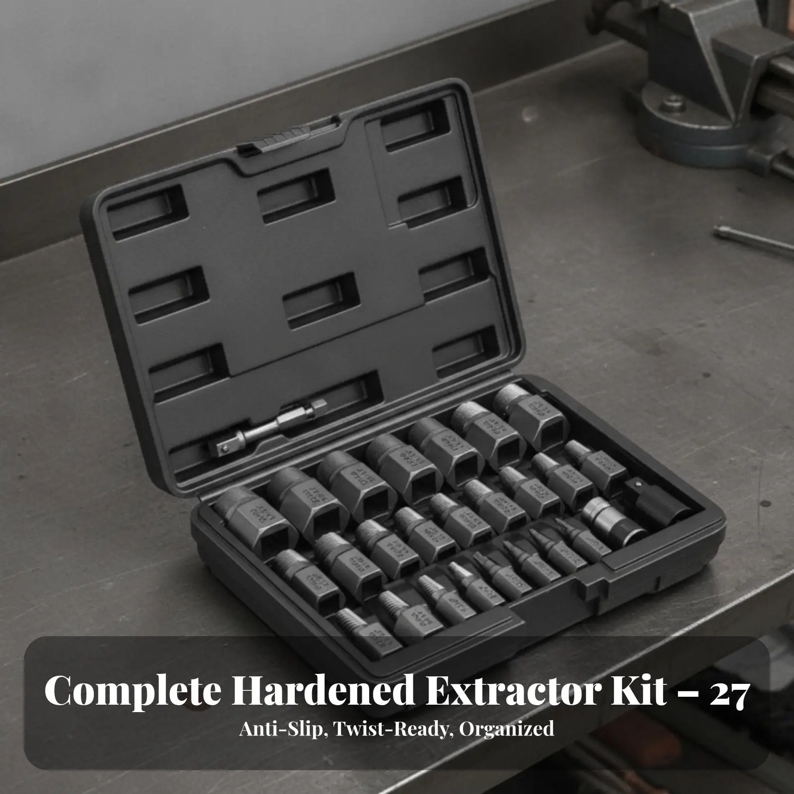 Stripped Screw Removal Set 27 Piece Bolt Extractor Chrome Molybdenum Steel Screw Puller Tool Kit for Damaged Threads and Broken