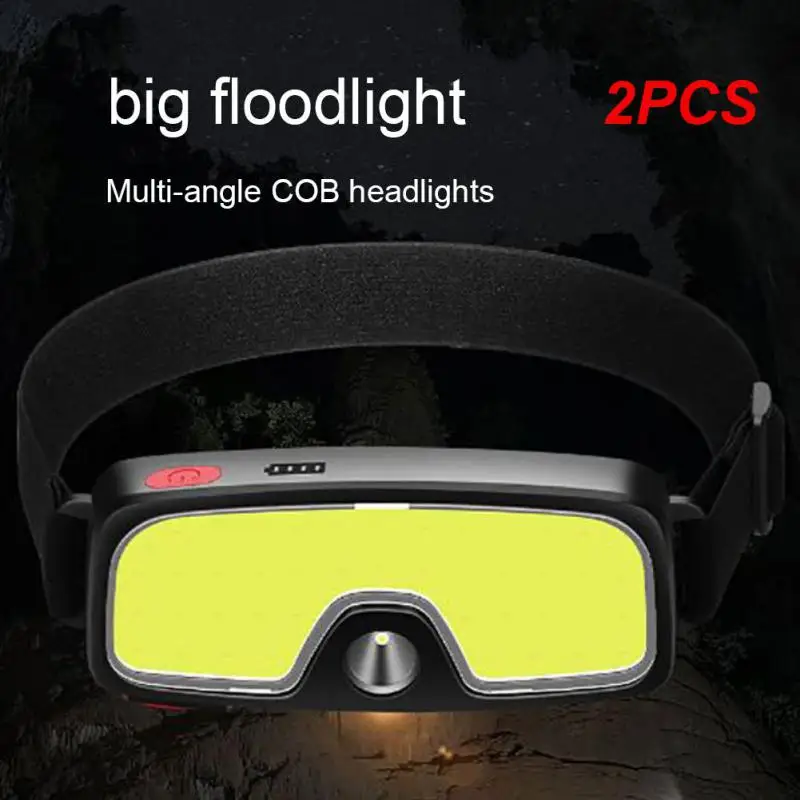 

2PCS New COB LED Headlamp Portable Mini Headlight Built-in Battery Flash Light USB Rechargeable Lantern Camping Lamp