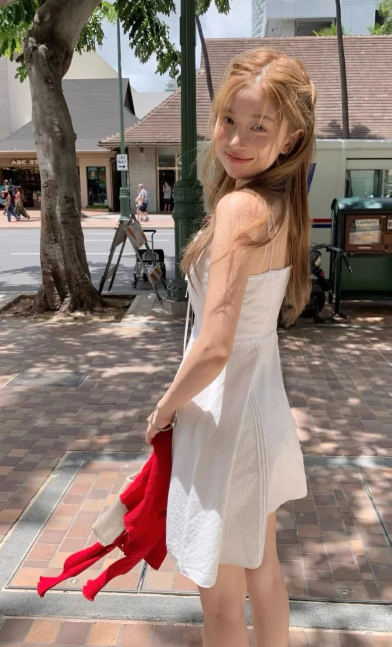 the Barnnet Summer New Lace Trim Svel Belted Dr ort Skirt Vaion Sle High Waist A-Line Silhouette Invisible Zi...