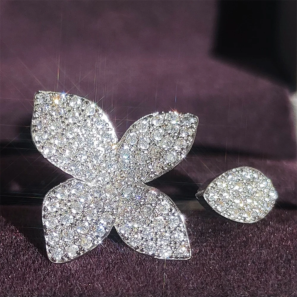 2pcs Pack New Luxury Silver Color Bride African Jewelry Set for Women Anniversary Gift Jewelry Wholesale J8094