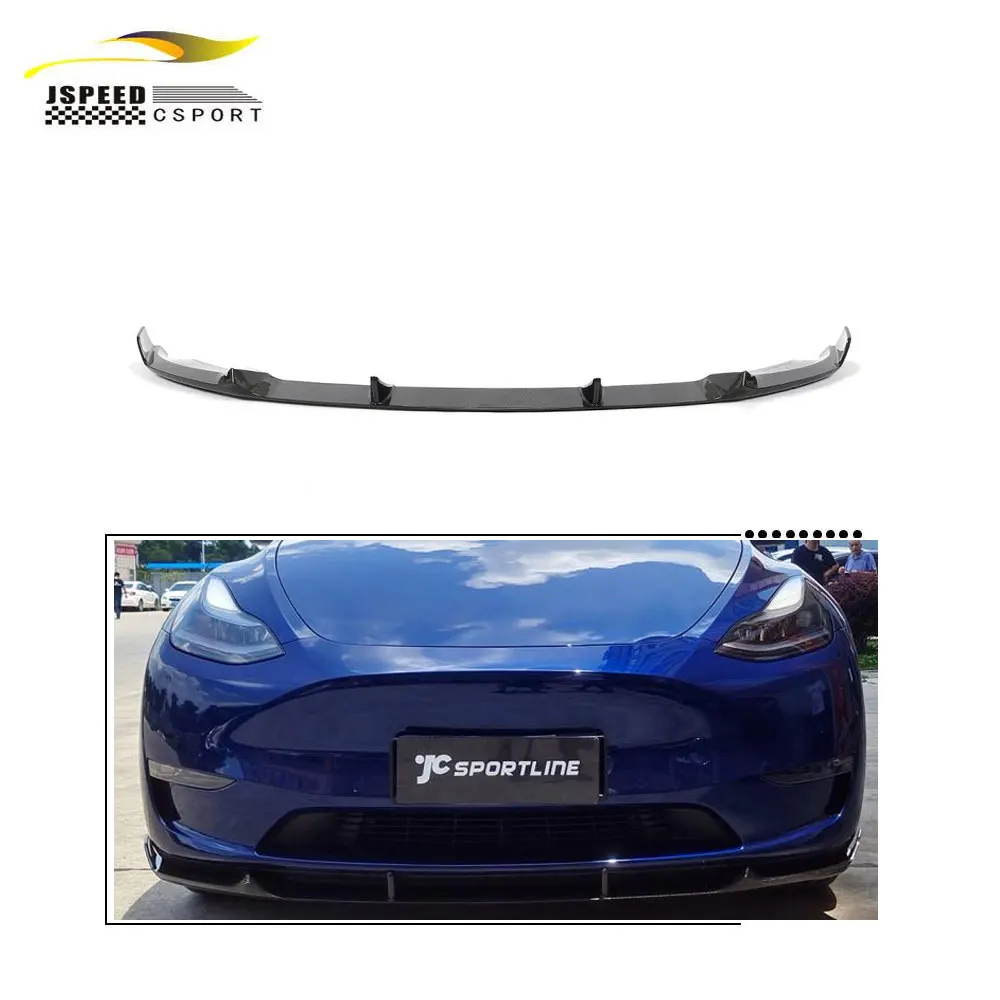 Dry Carbon Fiber Front Lip Spoiler For Tesla Model Y Sport Utility 4-Door 2019-2021