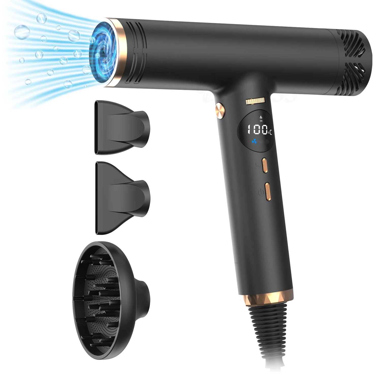 Professional High Speed Hair Dryer Curler Fast Dry With Hair Curling Nozzle Styling 110000rpm Hair Dryer Negative Ion High Speed