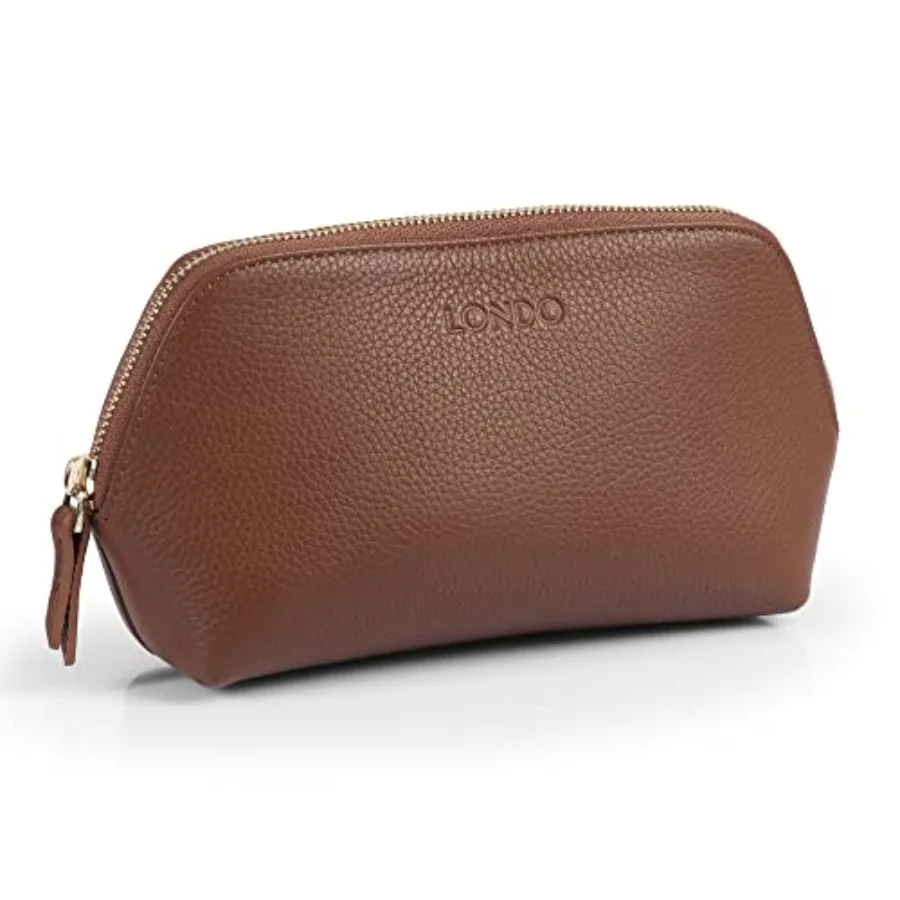

Genuine Leather Makeup Bag Cosmetic Pouch Travel Organizer Toiletry Clutch