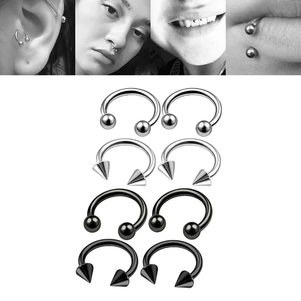 1/5pc Punk C Shape Steel Nose Ring Horseshoe Lip Ring puncture Hook Clip Earrings Septum No Allergic Body Piercing Nose Rings