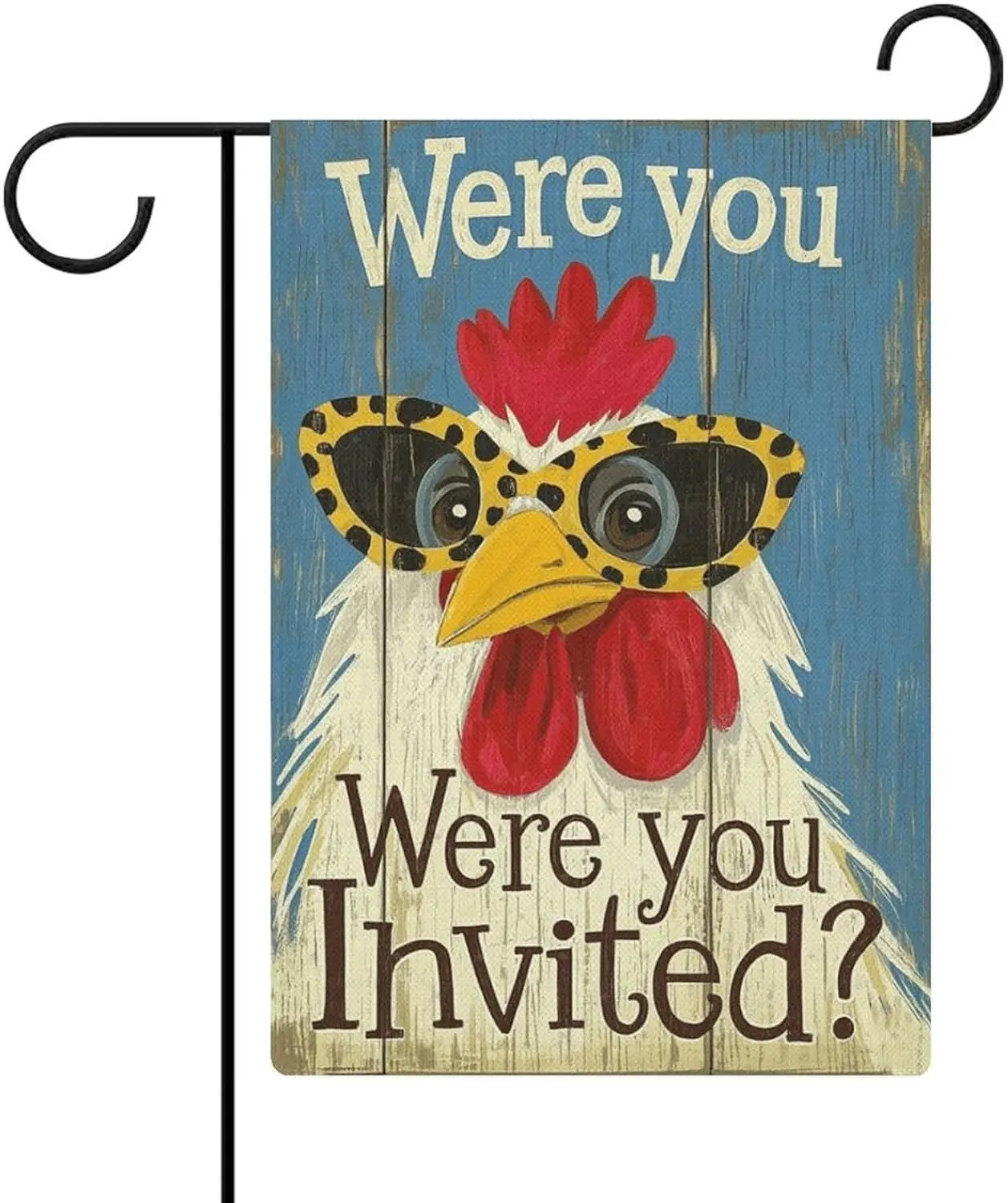 Garden Flag “Chicken Were You Invited” Double Sided 12x18 In Burlap Seasonal Yard Decoration for Outside Porch HHJ LLG