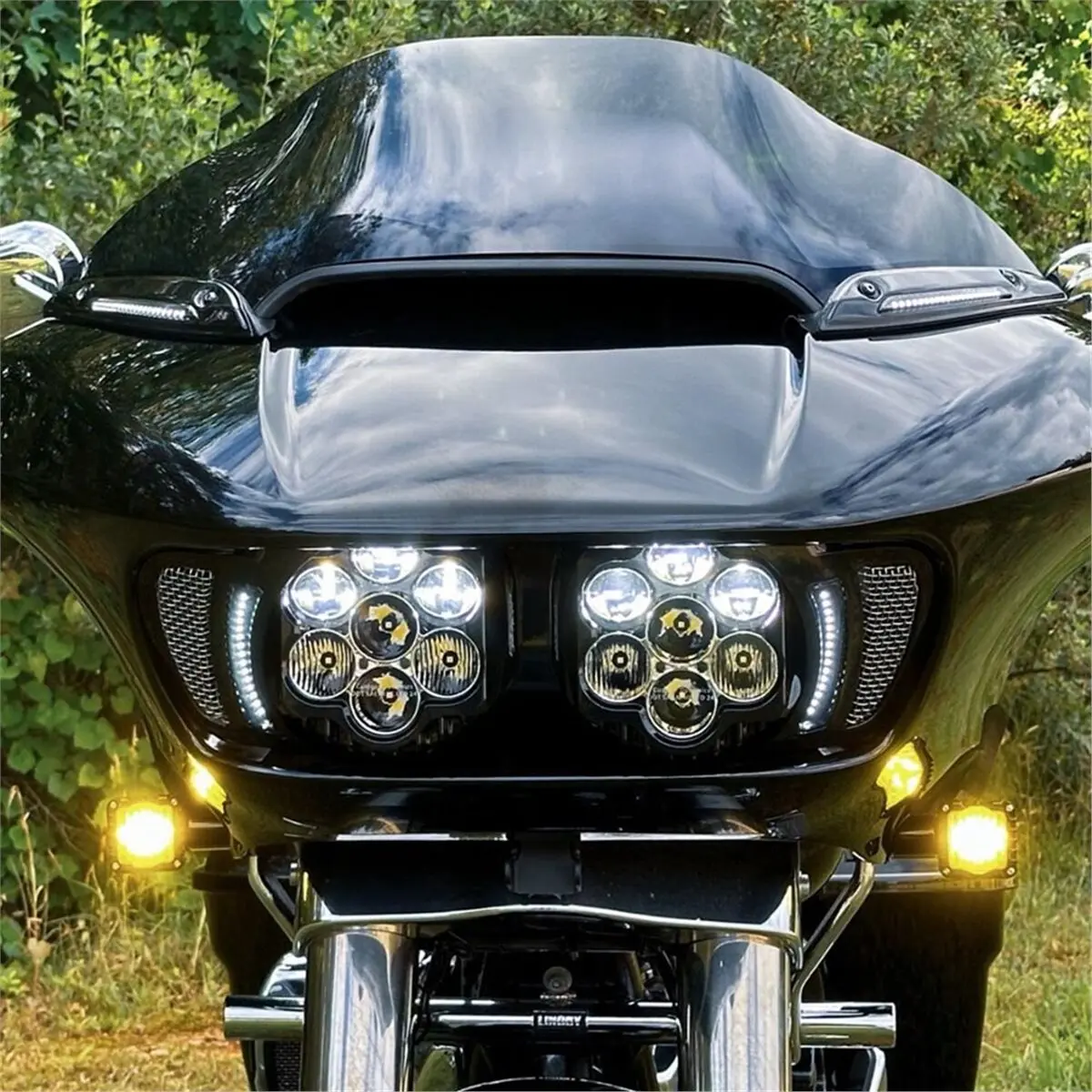 #27S (Black & Yellow)Motorcycle Shark Demon LED Front Turn Signals for Harley Road Glide,Automotive Parts & Accessories
