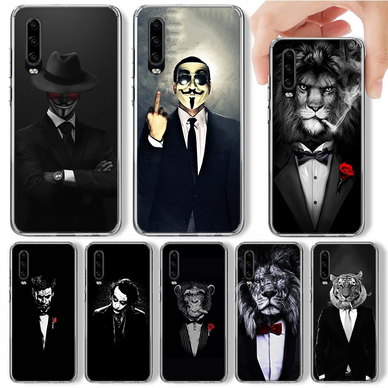 

Man Suit Shirt Tie Phone Case For Huawei P30 P40 P50 P20 Pro P10 Lite Mate 20 30 40 10 P30Lite Soft Cover Silicone Shell