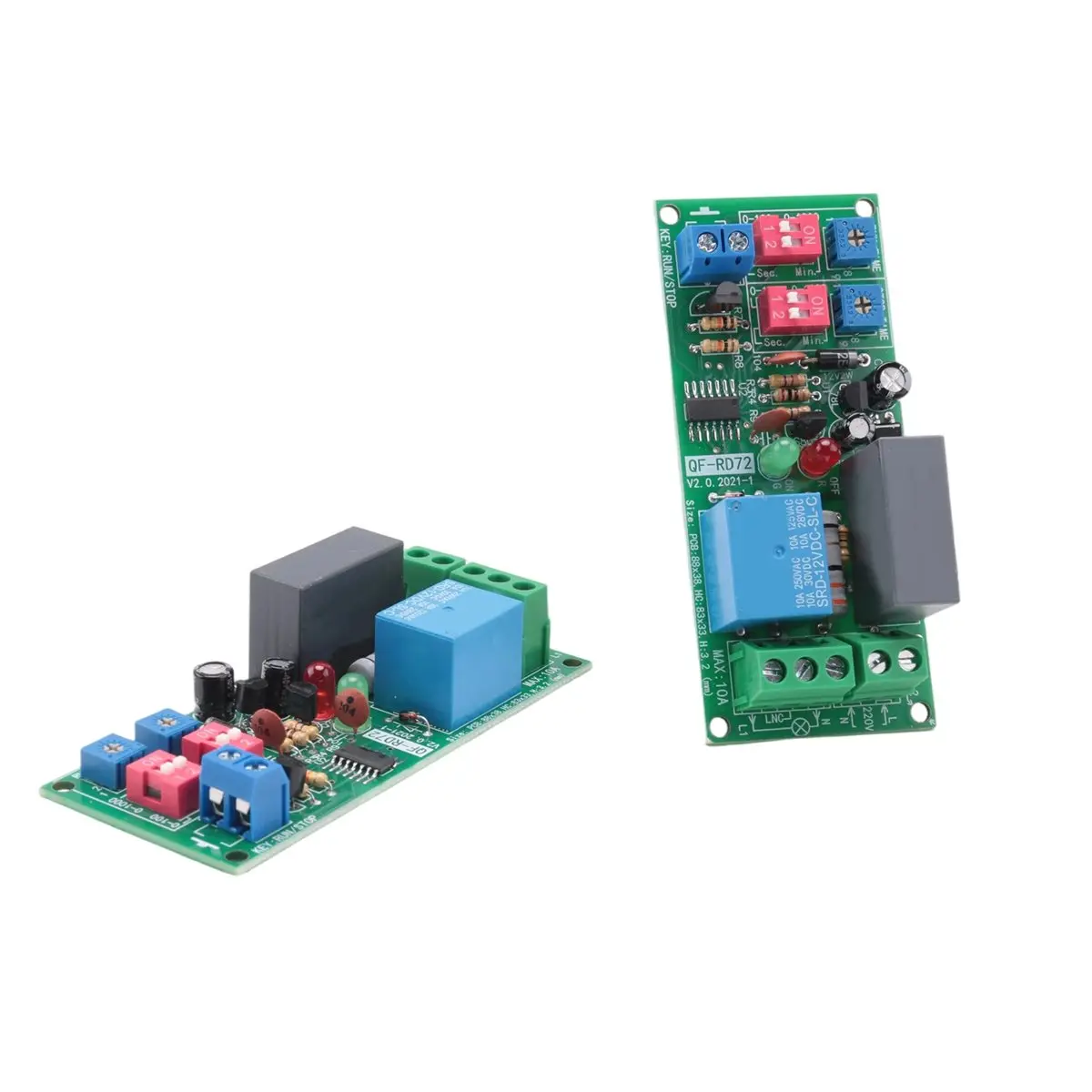 A40I 2PCs Dual Time Adjustable Cycle Delay Timing Relay Repeat on OFF Switch Infinite Loop Timer Module AC 100V 110V 240V