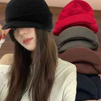 Wool Short Brim Hat for Unisex Thermal Winter Cap Anti Slip Elastic Warm Skull Cap Outdoor Hiking Daily Windproof Headwear Gifts