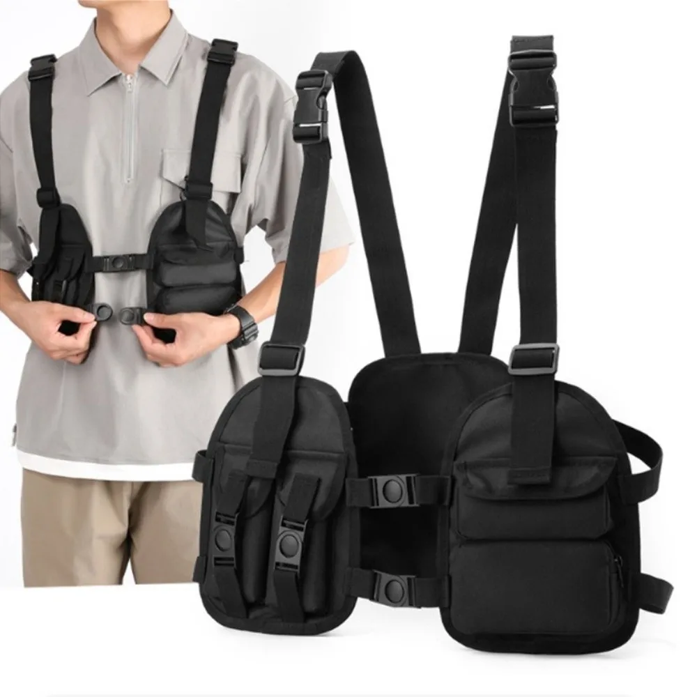 

Versatile Chest Pack Adjustable Straps Multi-function Design Hip Hop Streetwear Bag Nylon Unisex Chest Rig Bags