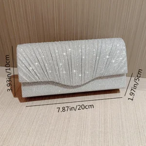 Glitzer Silber -Kupplungs -Tasche für Frauen, Nachttasche, elegante lange Tasche, aktuelle Umhängetasche, Hochzeitstasche, Mode 8 Main Salve Silver Sales für die Ehe - №6