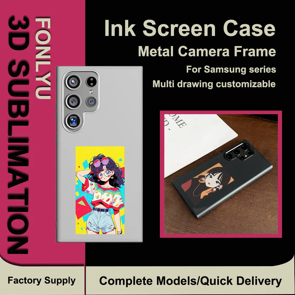 

Fonlyu DIY Phone Case For Samsung S25 S24 S23 Ultra NFC Function Four Color E ink Screen Girl Women Phone Funda Battery Free