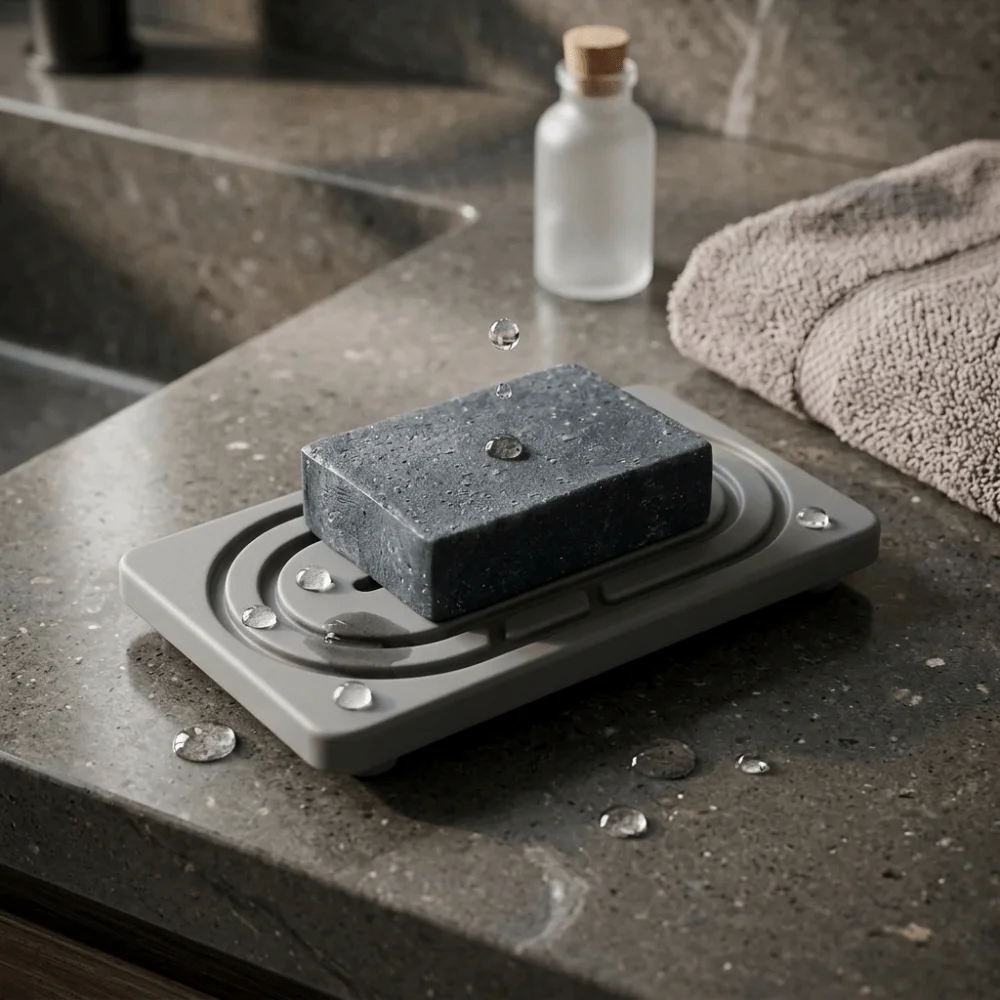 2pcs Absorbent Diatomaceous Earth Tray Set Natural Minimalist Hand Soap Holder Multi-Functional Diatomaceous Earth Soap box Sink