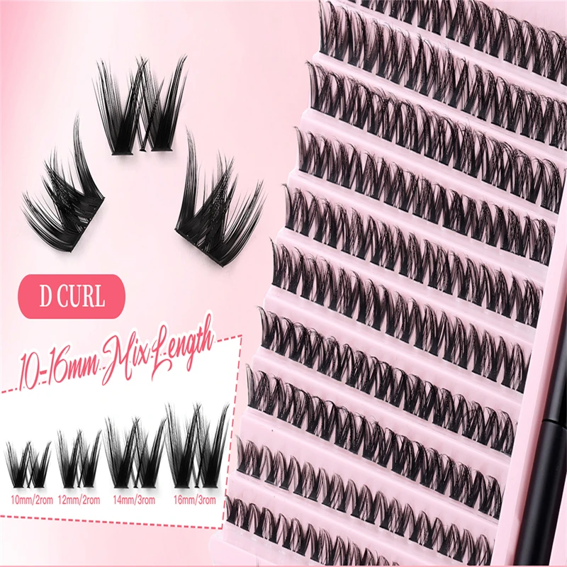 Extensiones de pestañas hechas a mano de 90 grupos, longitudes mixtas, fácil recogida, Material de extensión de pestañas duradero con kit de herramientas