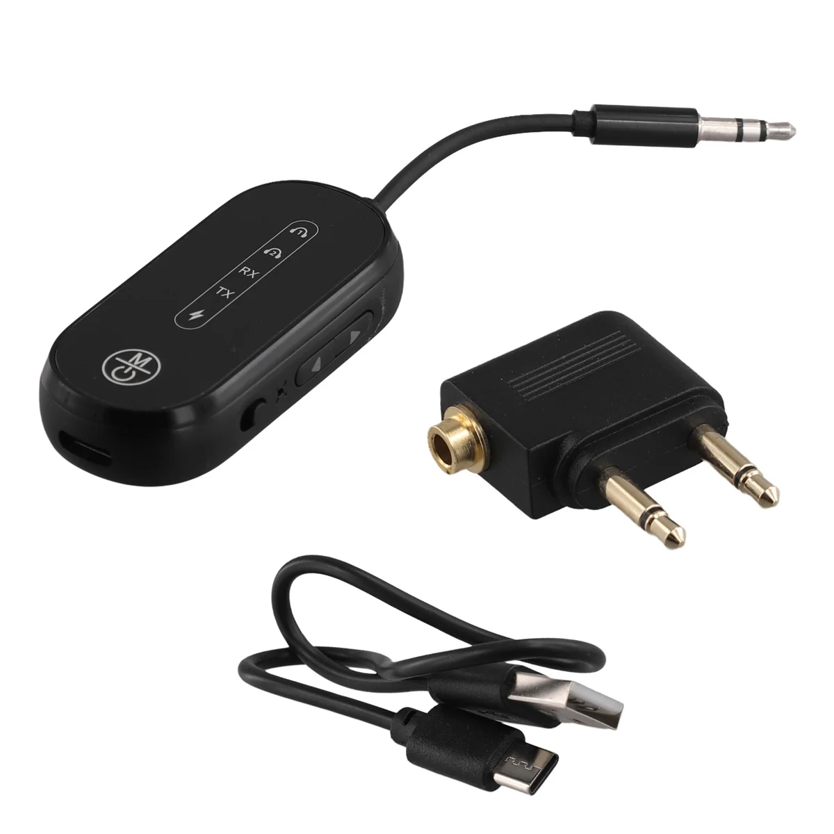 

2-In-1 Bluetooth 5.4 Audio Transmitter Receiver 3.5mm AUX Jack Airplane Wireless Adapter Mic for TV Car PC Headphone