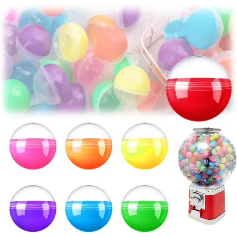 100pcs Colorful Translucent Round Empty Capsules Round Plastic Containers for Prizes Party Favors Capsule Vending Machine