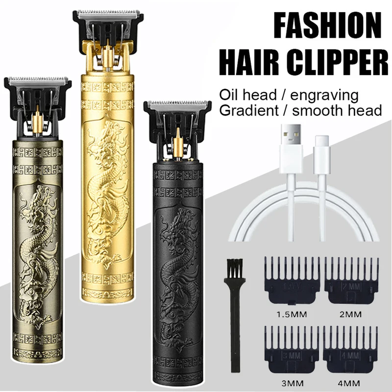 T9 Vintage Hair Trimmer Portable Hair Cutting Machine USB Fast Charging Shaver Barber  Cordless Hair Clipper For Men's Barbe