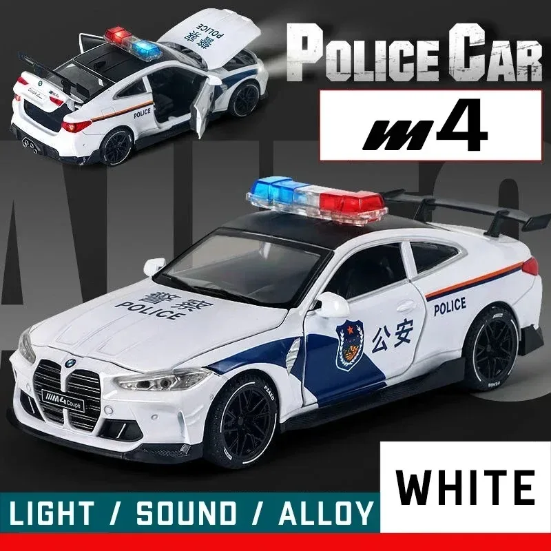 1:32 BMW M4 Alloy Racing Car Model Diecasts Metal Sports Car Model Collection Sound and Light High Simulation Childrens Toy Gift