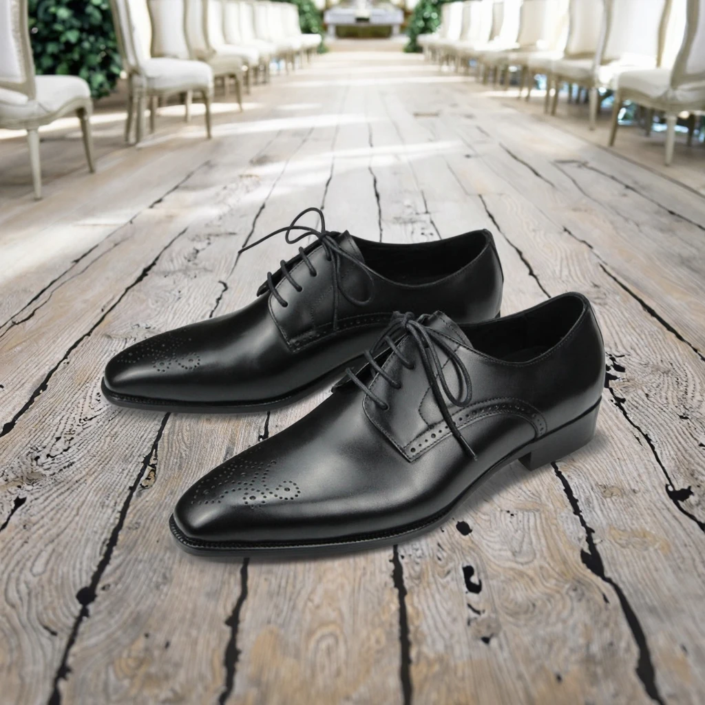 Wedding Men's Shoes Genuine Cowhide Leather Dress Shoes New Anti-Slippery Pointed Toe Fashion Sapato Social Classic Office Shoes