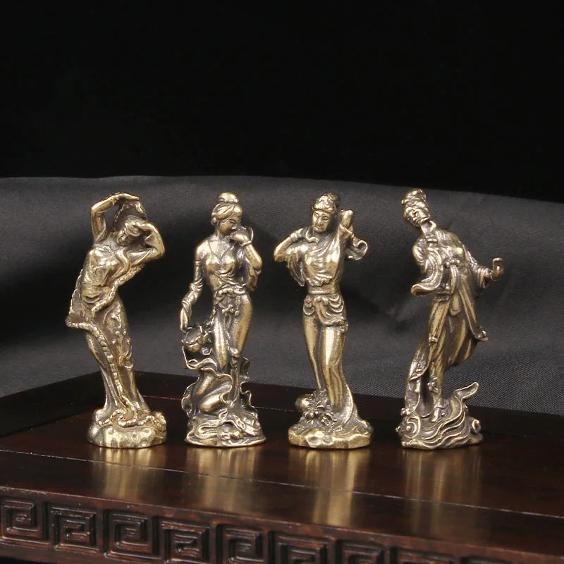 CH Brass Ancient Four Beauties Bronze Statue Desktop Ornament Antique Figures Bronze Carving Crafts Bronze Ware