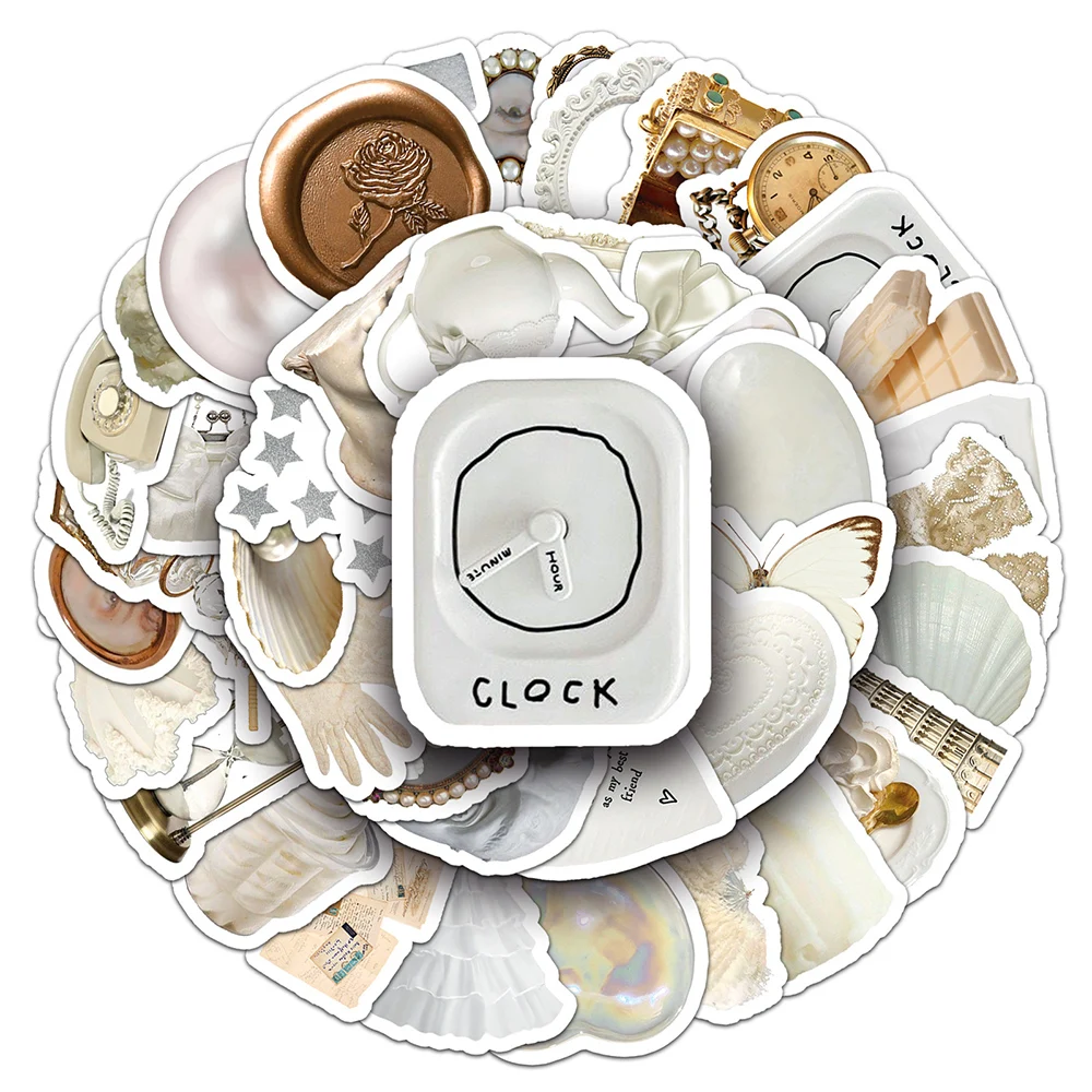 10/30/50pcs Kawaii INS White Style Aesthetic Stickers Cute Pattern Graffiti Decals Decoration Suitcase Phone Laptop Sticker Gift