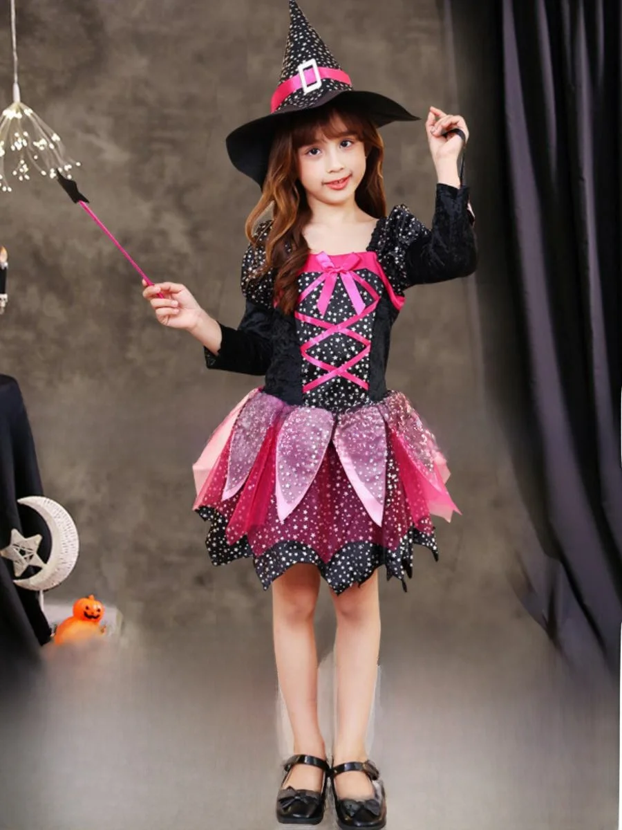 Nuovo costume da strega loween Abiti da spettacolo per bambini Cosplay Gonna da principessa per ragazze Puntelli di scena Tema Fairy T