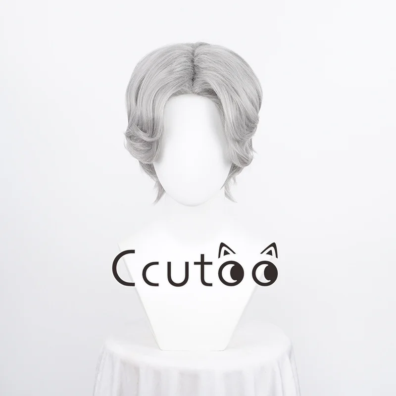 

Светло-ночной карнавальный парик Чарли Короткие серебристо-серые термостойкие синтетические парики для косплея на Хэллоуин + шапочка для парика