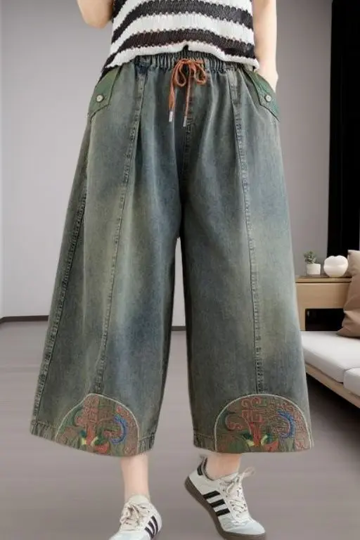 

Новые женские синие нежные брюки для офиса, леди, весна-лето, широкие винтажные джинсы, брюки, одежда для женщин, деловая повседневная одежда Wh10