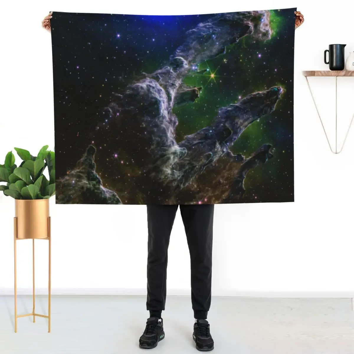 Pillars of Creation JWST comp deep green blue Throw Blanket bed plaid Camping Quilt Decorative Sofa Nap Custom Blankets