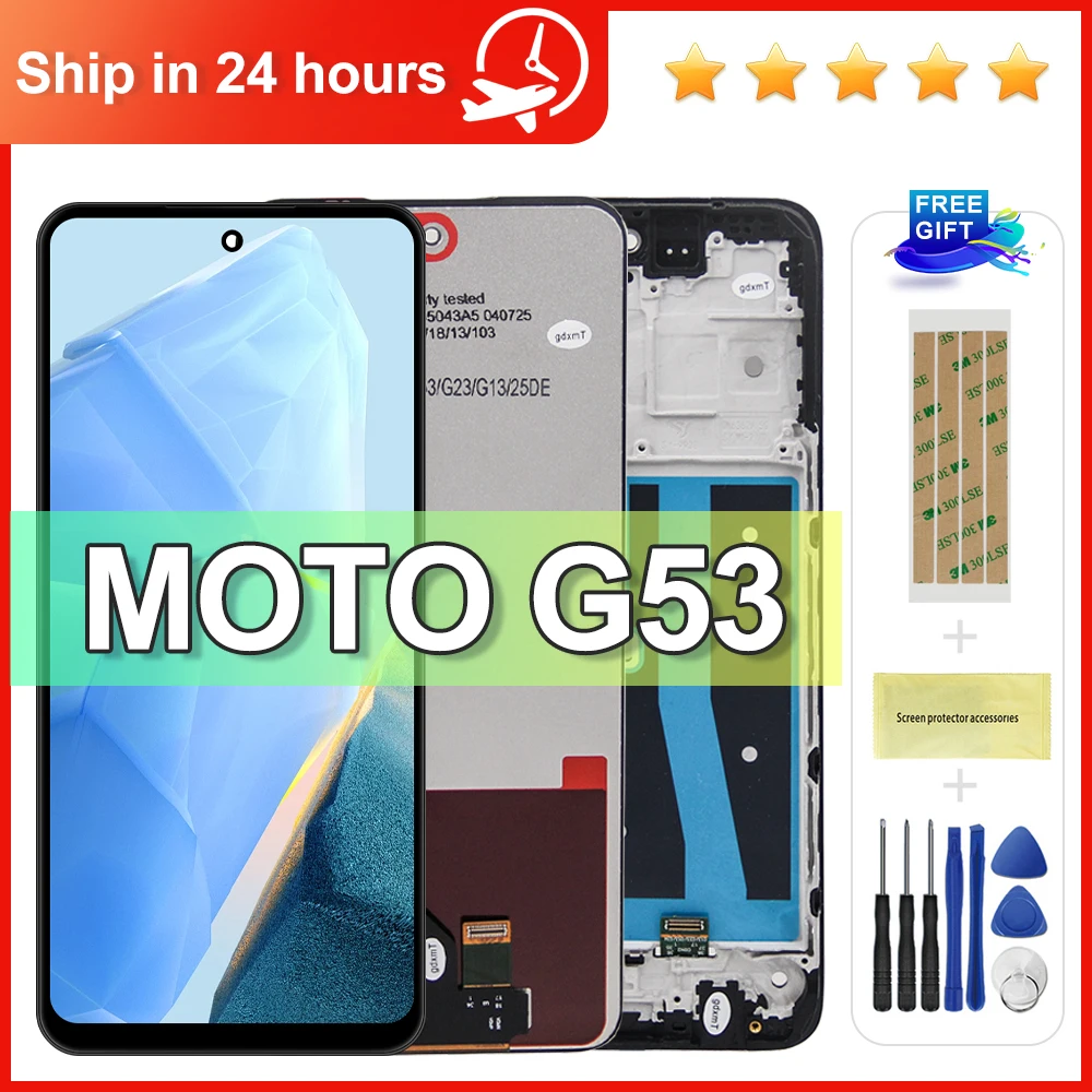 

For Motorola Moto G53 6.5'' LCD Screen Replacement - Touch Display Digitizer Assembly with Frame Compatible with G53