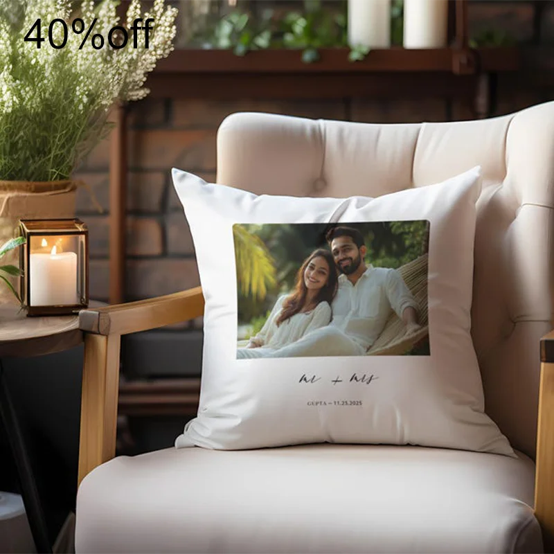 

Custom Couple Photo Pillow Personalized Valentine's Wedding Anniversary Gift Romantic Throw Pillow with Your Picture