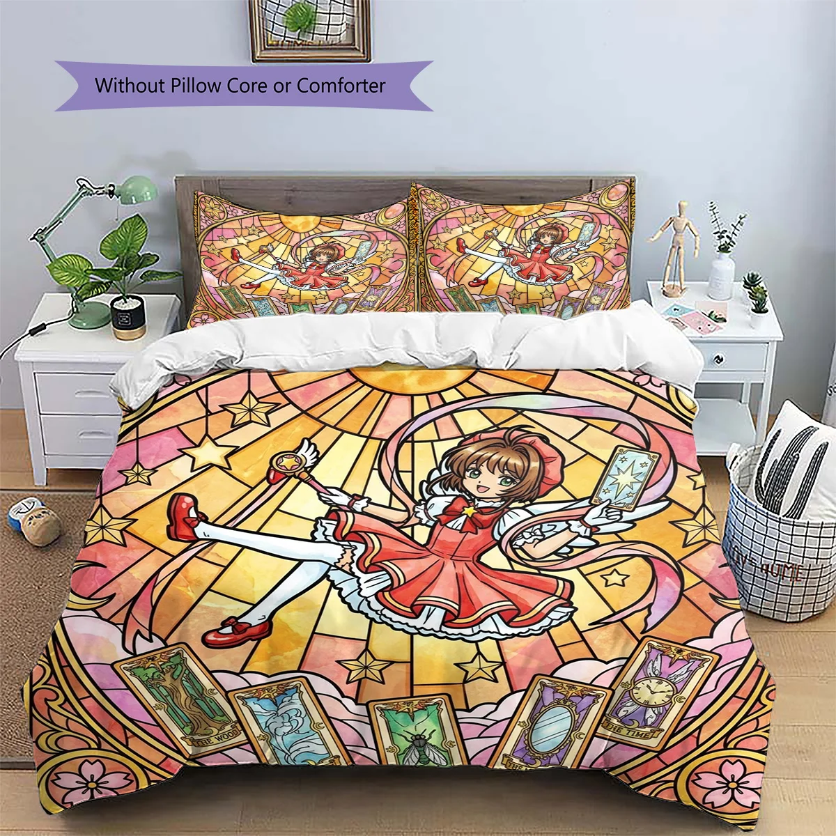 Cardcaptor Sakura Patterned Pillowcase & Duvet Cover Set Home Bedroom Anime Bedding Special Gift for Anime Admirers.-TING