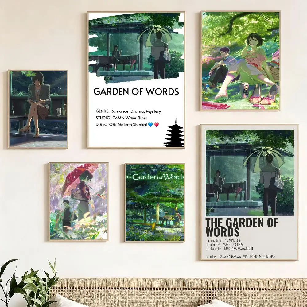 Japanese Anime T-The Garden of Words Poster Print Painting Home Decor for Bedroom Living Room Hallway