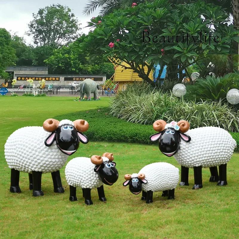 

Cartoon Sculpture FRP Animal Sheep Scenic Spot Outdoor Lawn Garden Landscape Decoration Ornaments