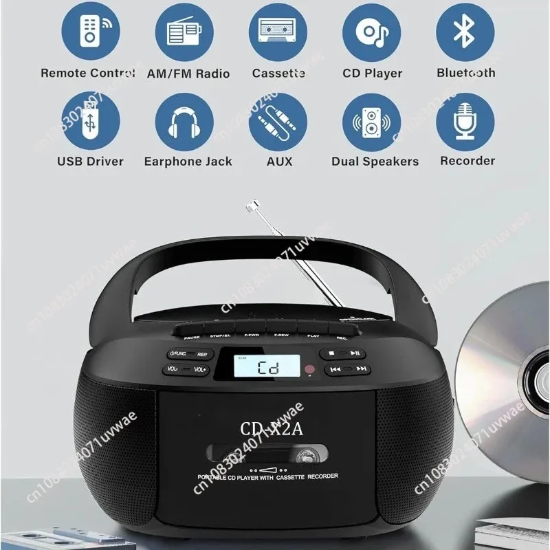 Multifunctional tape player, Bluetooth CD player, stereo, children's learning machine, AM/FM radio