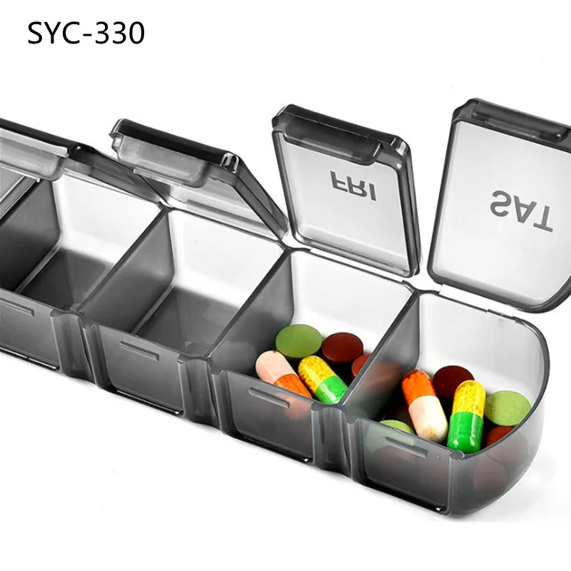 

Large-capacity Travel Packing Box, Medicine and Pill Box, Long Ellipse, 7 Grid, Rectangular Plastic Box, 1 Week