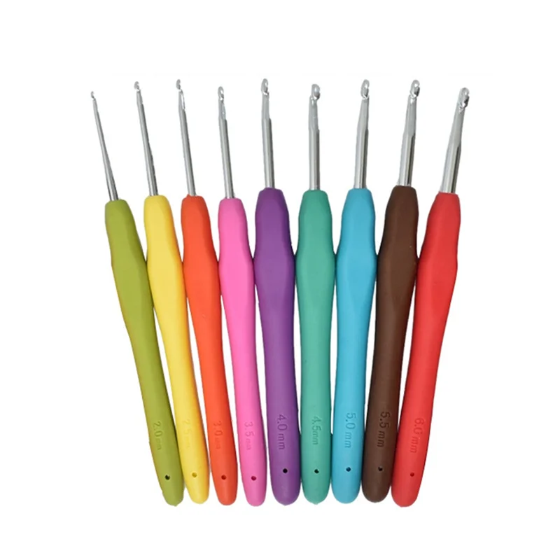 AA80-9 piezas agujas de tejer extralargas agujas de ganchillo suaves y cómodas juego de ganchos de ganchillo con mango ergonómico