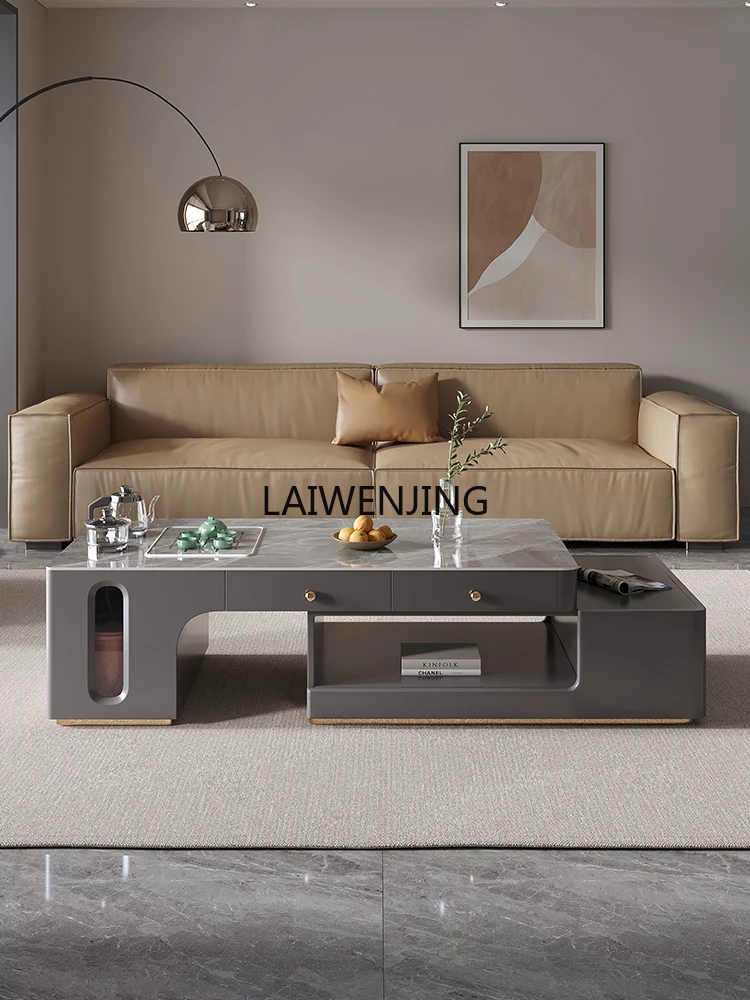 MJY rock slab light luxury simple retractable living room advanced multi-functional Italian kung fu tea table