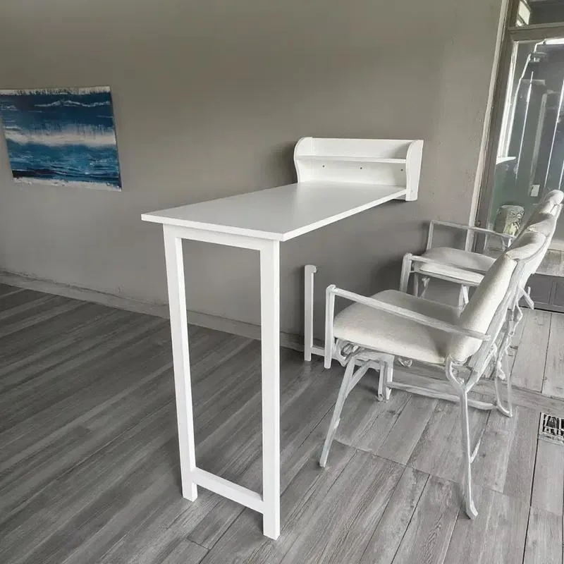 Modern Wall Mounted Folding Table Retractable Invisible Small Dining Bar Table Multifunctional Wood High Stool for Living